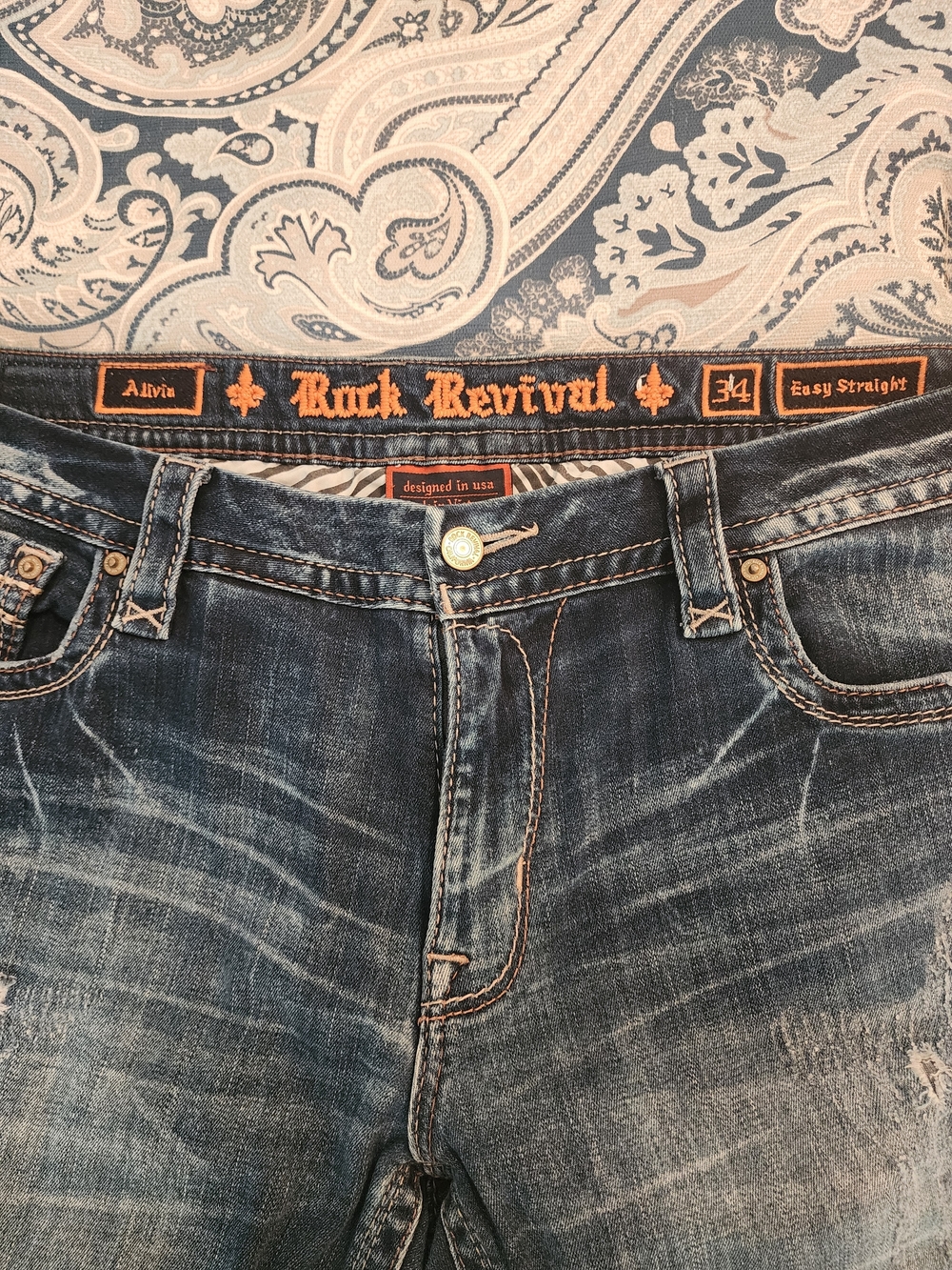 Rock Revival Aliva Easy Straight Women’s Jeans in Dark Blue - 34